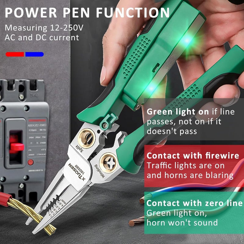 groword 8 in 1 Wire Stripper Twister with Electricity Measurement, Multi-Function Wire Stripping Pliers for Wire Stripping Crimping and Cutting，Applicable AWG18-10/6, 1.0, 1.5, 2.5, 2.0, 4.0 mm² wire - Image 3